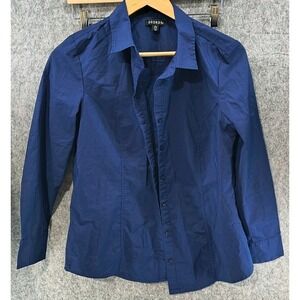 George Button Up Collared Dress Shirt Women's Size M (8-10) Blue